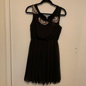 beaded chiffon black dress